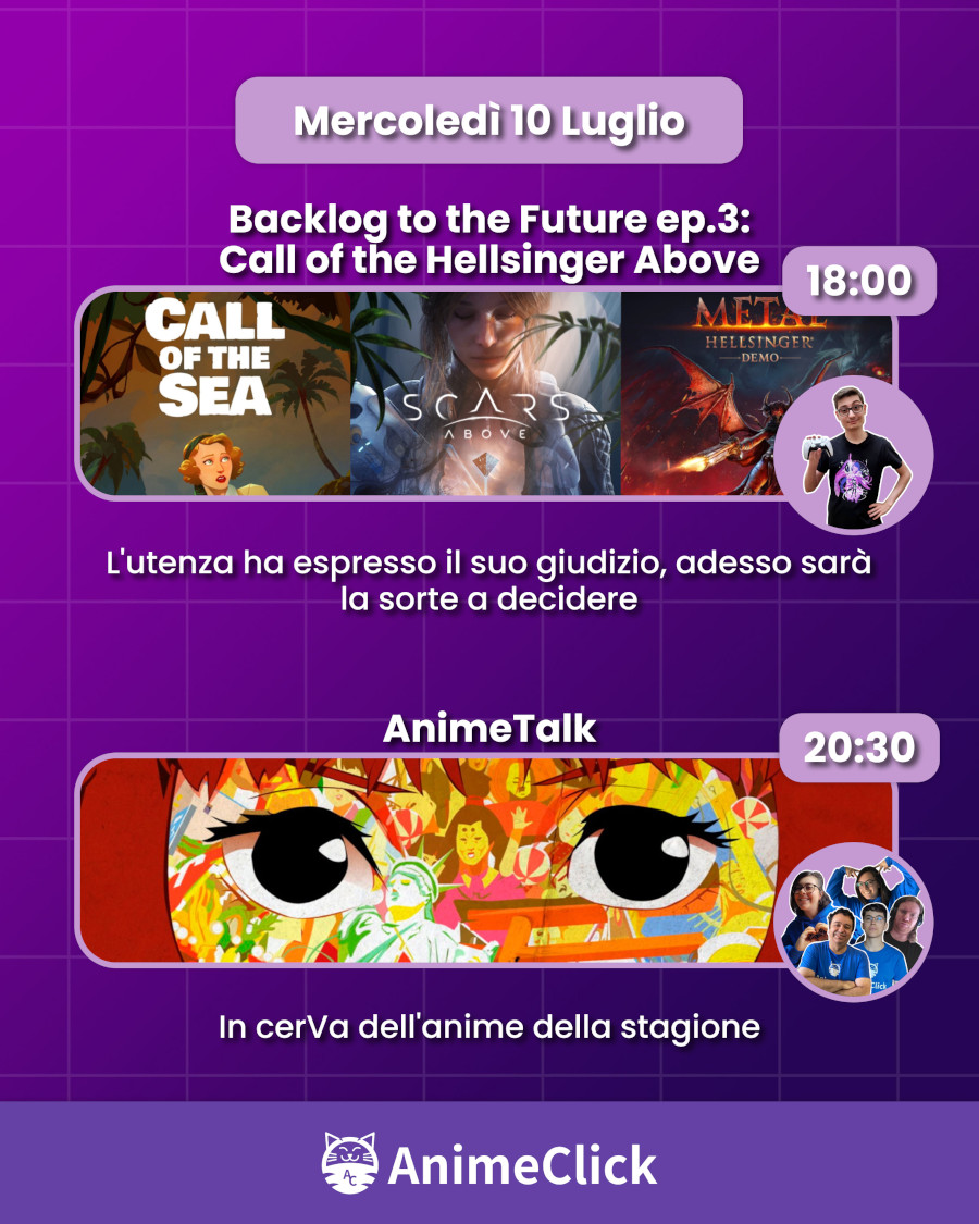 AnimeClick su Twitch: programma dall'8 al 14 luglio